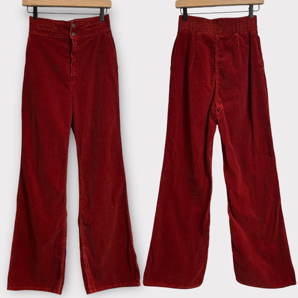 Vintage Sears JR Bazaar Women’s Red Corduroy Pants 70s Flare Hippie Boho